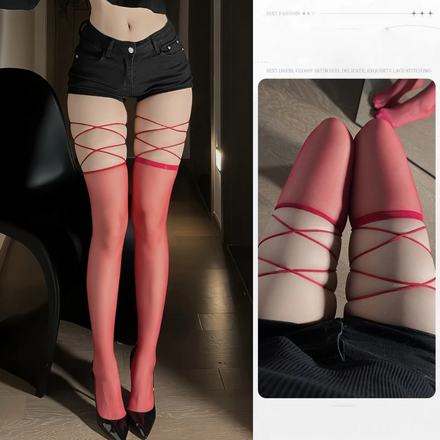 Tất Đ&ugrave;i Lưới V&agrave; Lụa Cao Cấp Quần Tất Vớ Học Sinh H&agrave;n Quốc Đ&aacute;ng Y&ecirc;u Sexy Phối C&ugrave;ng Trang Phục &ndash; T924 Đỏ