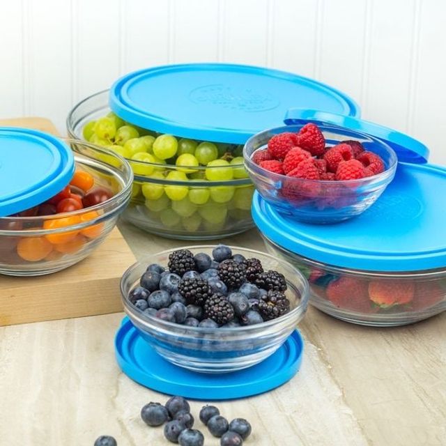 Bộ 5 Hộp Thủy Tinh Tr&ograve;n Freshbox Xanh Duralex