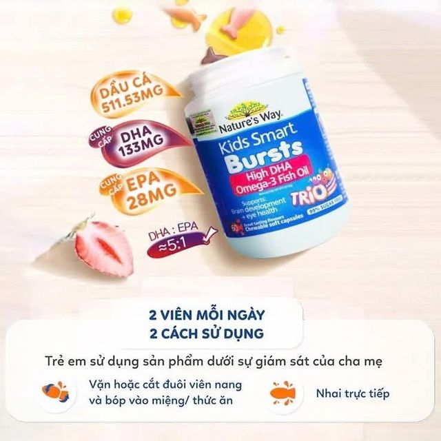 Dầu c&aacute; Kids Smart Bursts Omega-3 Fish Oil TRIO