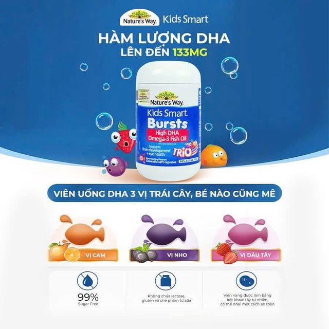Dầu c&aacute; Kids Smart Bursts Omega-3 Fish Oil TRIO