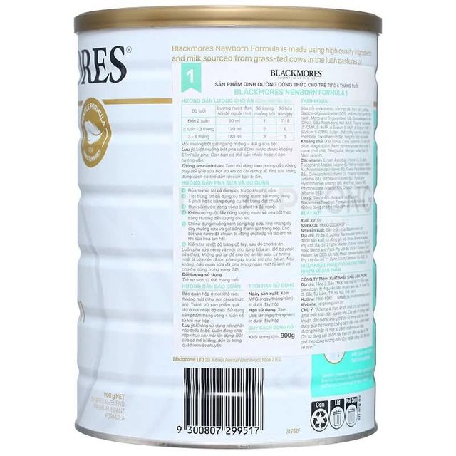 Sữa Blackmores top đầu Newborn Formula 900g