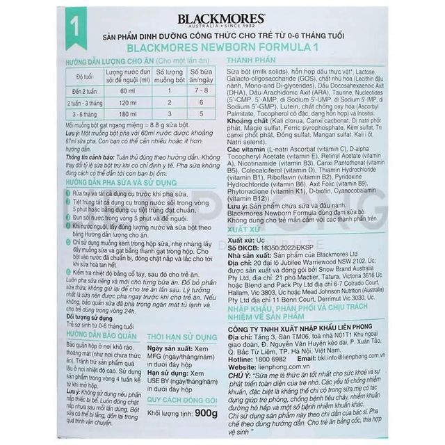 Sữa Blackmores top đầu Newborn Formula 900g