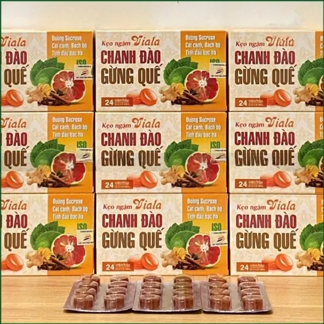 Kẹo ngậm Viala Chanh Đ&agrave;o Gừng Quế