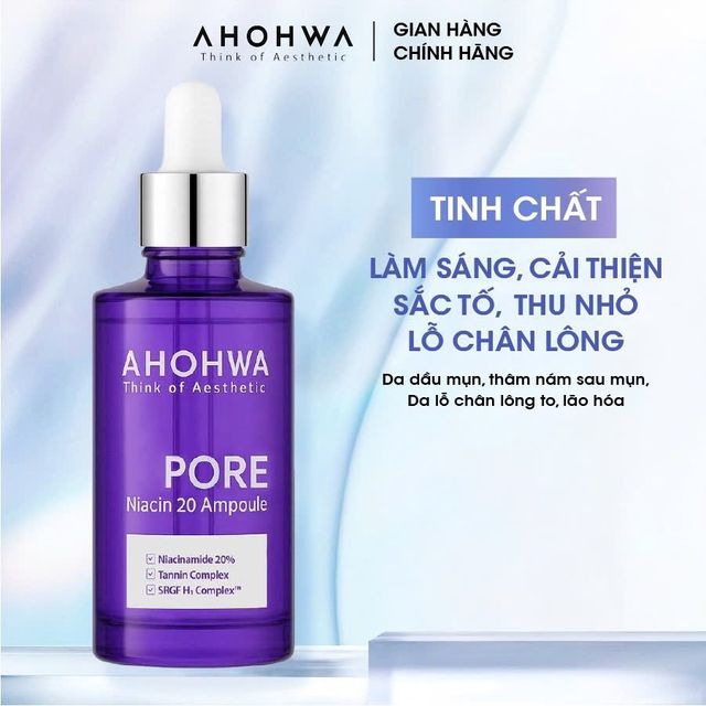 Tinh Chất Dưỡng S&aacute;ng, Thu Nhỏ Lỗ Ch&acirc;n L&ocirc;ng Ahohwa Pore Niacinamide 20% 30ml
