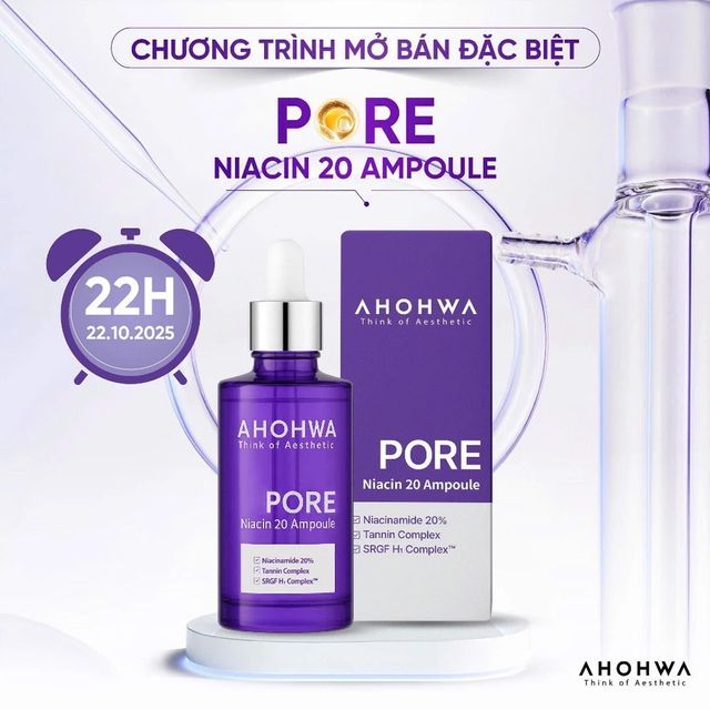 Tinh Chất Dưỡng S&aacute;ng, Thu Nhỏ Lỗ Ch&acirc;n L&ocirc;ng Ahohwa Pore Niacinamide 20% 30ml