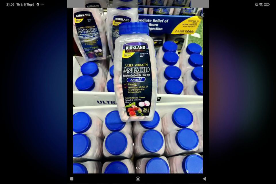 Vi&ecirc;n Nhai Kirkland Signature Antacid Calcium 1000mg