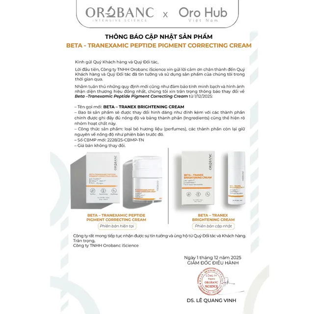 Kem Orobanc Dưỡng S&aacute;ng Da