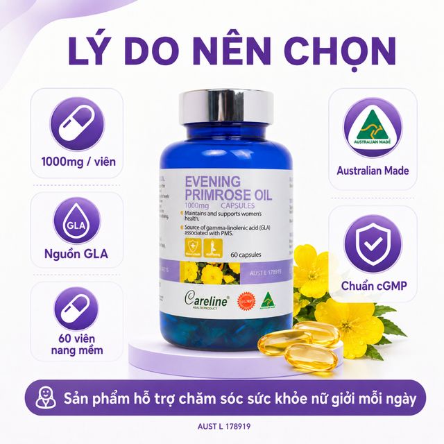 Tinh Dầu Hoa Anh Thảo Careline Evening Primrose Oil