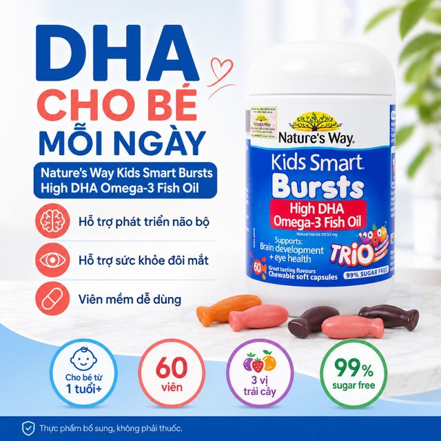 Nature's Way Kids Smart Bursts High DHA Omega 3 Fish Oil Trio