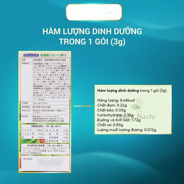 Bột rau củ mầm l&uacute;a mạch grass barley Nhật Bản KENKOGEN