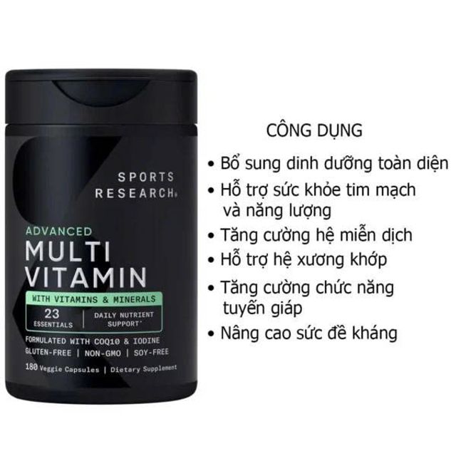 Vitamin Sports Research Advanced MultiVitamin 180 vi&ecirc;n