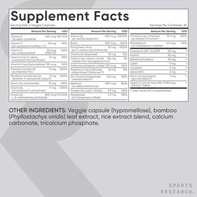 Vitamin Sports Research Advanced MultiVitamin 180 vi&ecirc;n