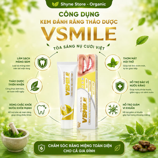 Th&agrave;nh phần tự nhi&ecirc;n trong kem đ&aacute;nh răng Vsmile