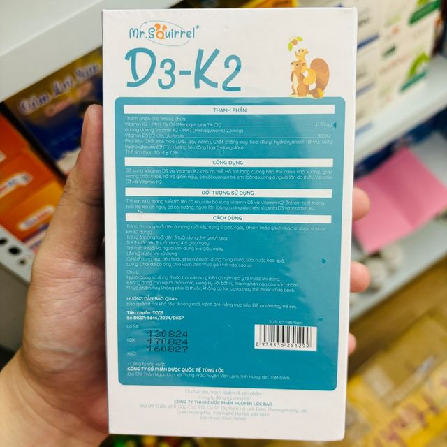 Vitamin D3 K2 nhỏ giọt Mr.Squirrel