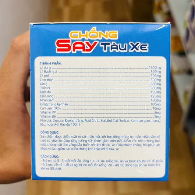 Nước uống giảm say t&agrave;u xe sản phẩm thảm thực