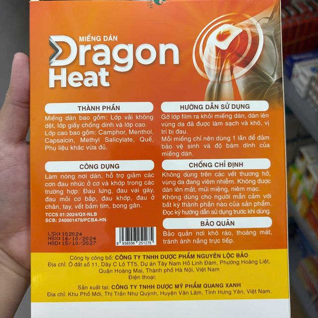 Miếng d&aacute;n n&oacute;ng Dragon Heat