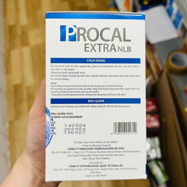 Bảng Th&agrave;nh Phần Canxi PROCAL EXTRA