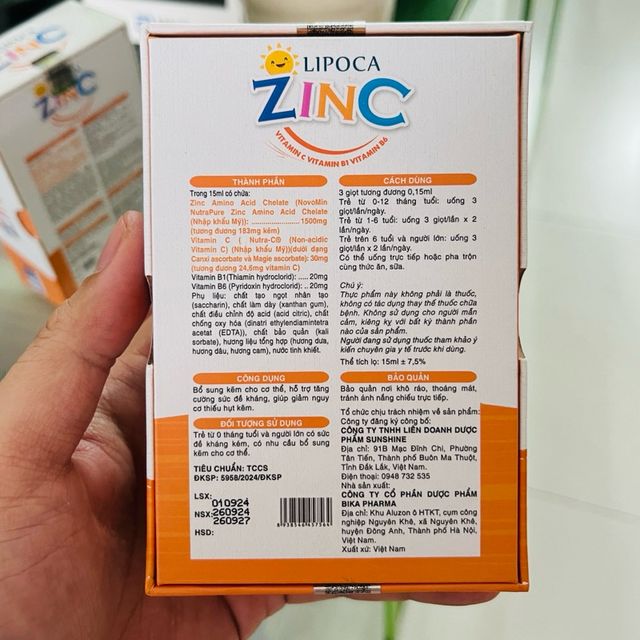 Kẽm Hữu Cơ Nhỏ Giọt v&agrave; Xịt Lipoca Zinc