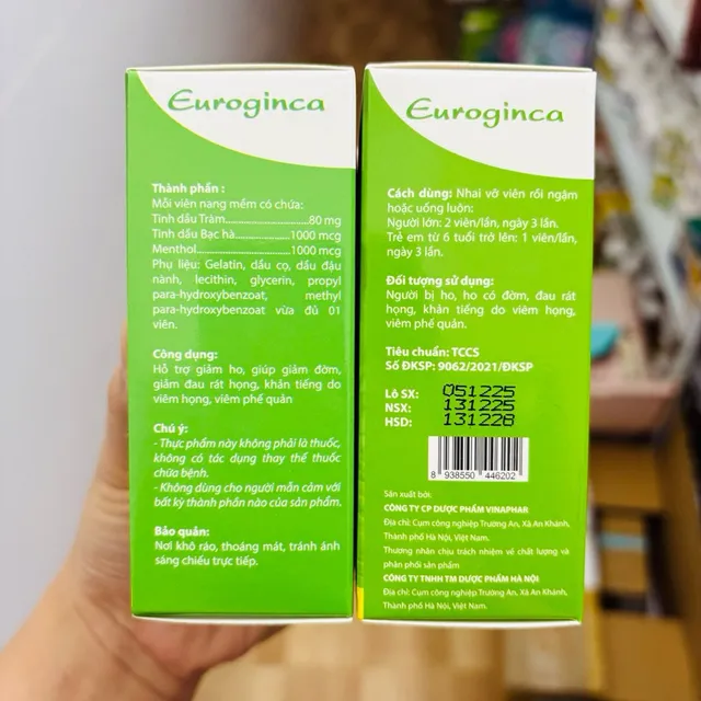 Vi&ecirc;n ho dầu EUROGINCA - Giảm ho hiệu quả