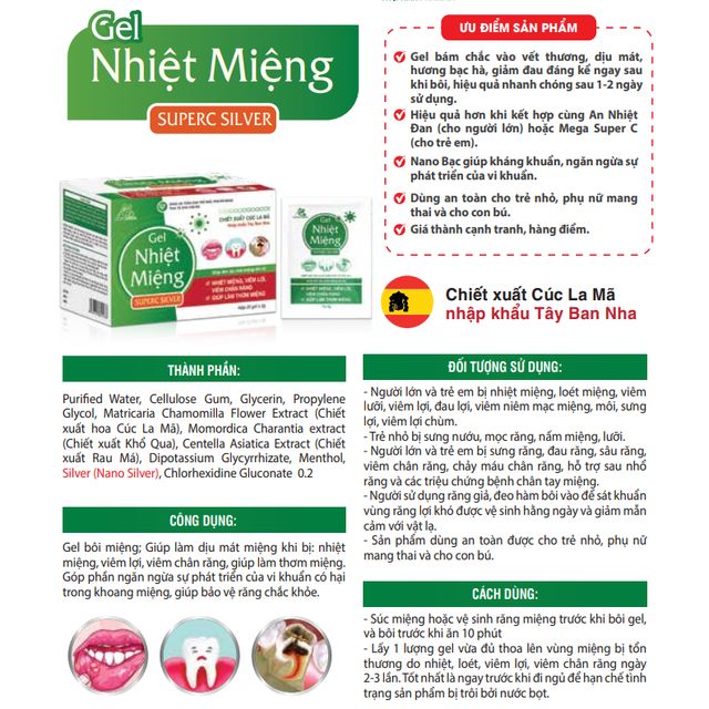 Gel nhiệt miệng sản phẩm thảm thực Super C