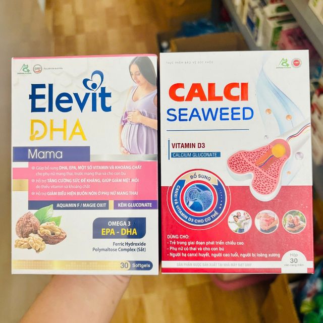 Combo ho&agrave;n hảo bổ bầu DHA, Acid Folic, Sắt hữu cơ ELEVIT + Calci hữu cơ SEAWEED