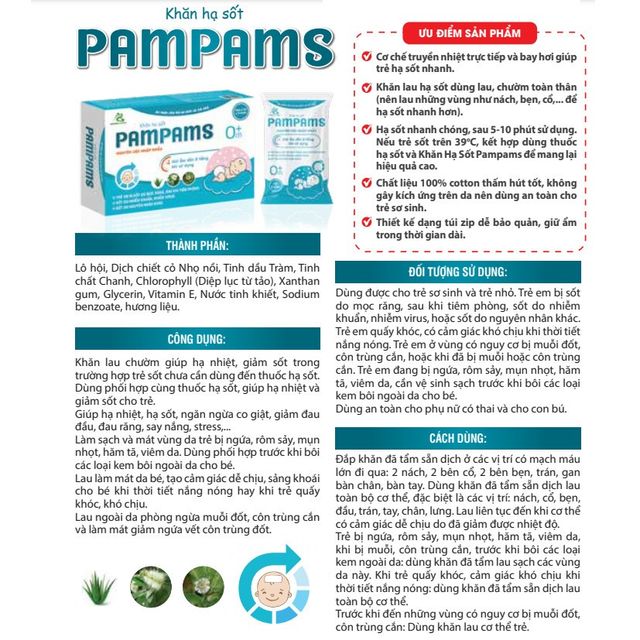 Khăn lau hạ sốt PamPams 3
