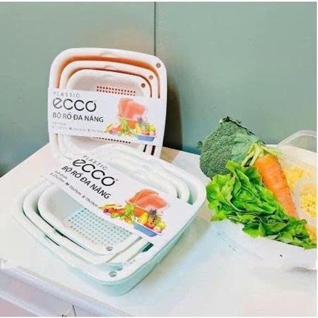 Bộ Thau Rổ Nhựa Vuống Ecoco 6 M&oacute;n