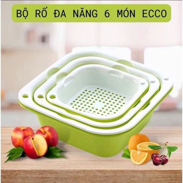 Bộ Thau Rổ Nhựa Vu&ocirc;ng Ecoco 6 M&oacute;n