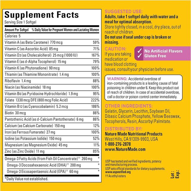 Nature Made Prenatal Multi + DHA - Vitamin cho mẹ bầu