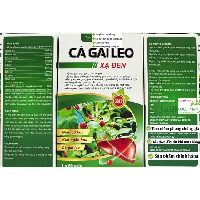 Vi&ecirc;n uống C&agrave; gai leo xạ đen giải độc gan
