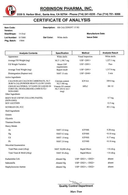 COA HB Calcidsoft