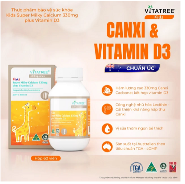 Vitatree Kids Super Milky Calcium 330mg plus Vitamin D3