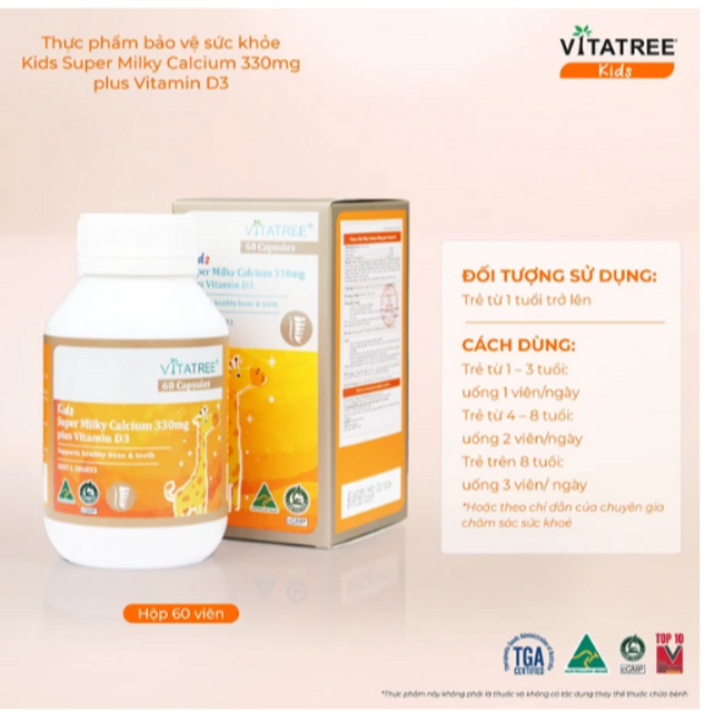 Vitatree Kids Super Milky Calcium 330mg plus Vitamin D3
