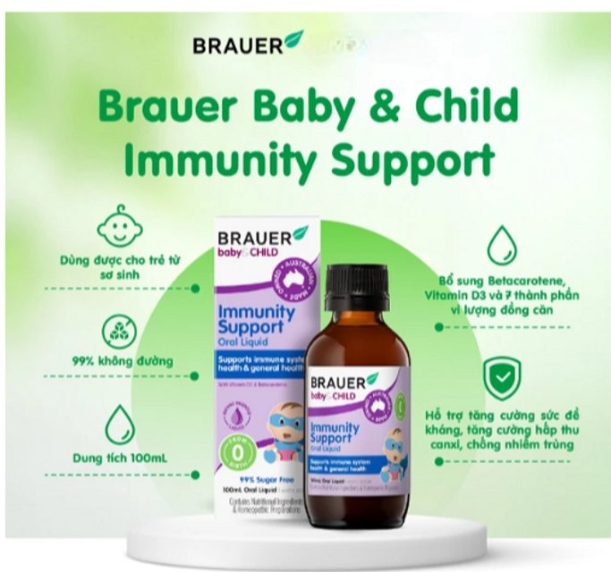 Brauer Baby & Child Immunity Support 100ml - Tăng cường sức đề kh&aacute;ng cho b&eacute;