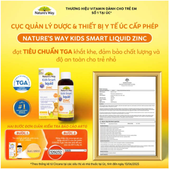 Siro bổ sung kẽm Kids Smart Liquid Zinc Nature's Way