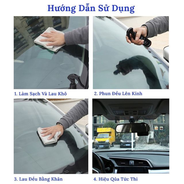 Chai Xịt K&iacute;nh &Ocirc; T&ocirc; Chống Mưa K&egrave;m Khăn