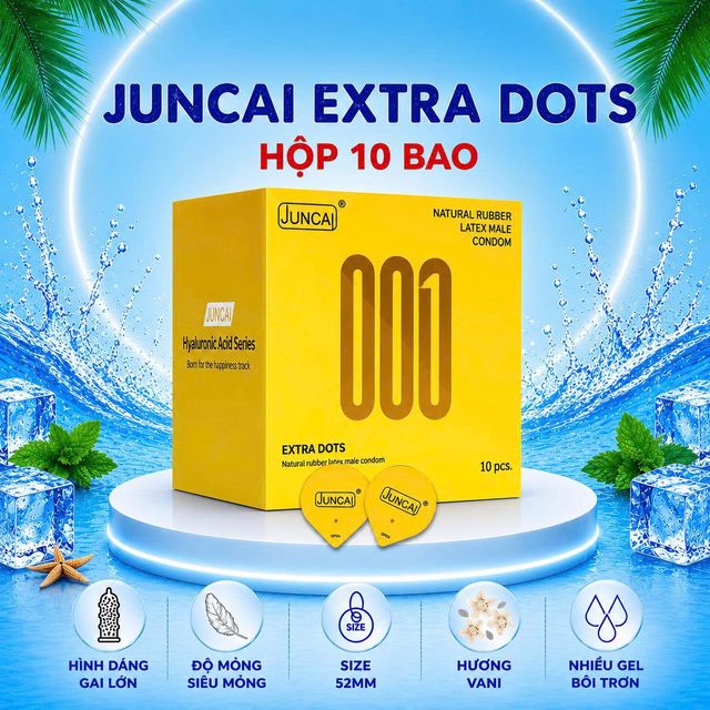 Bao cao su Juncai Extra Dots thiết kế th&ocirc;ng minh