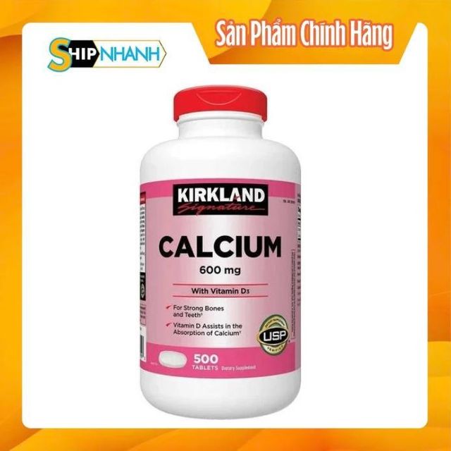 Vi&ecirc;n uống Canxi Kirkland Calcium 600mg + D3 hộp 500 vi&ecirc;n của Mỹ