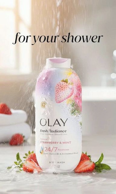 Gel tắm Olay Hương dâu & Bạc Hà 650ml