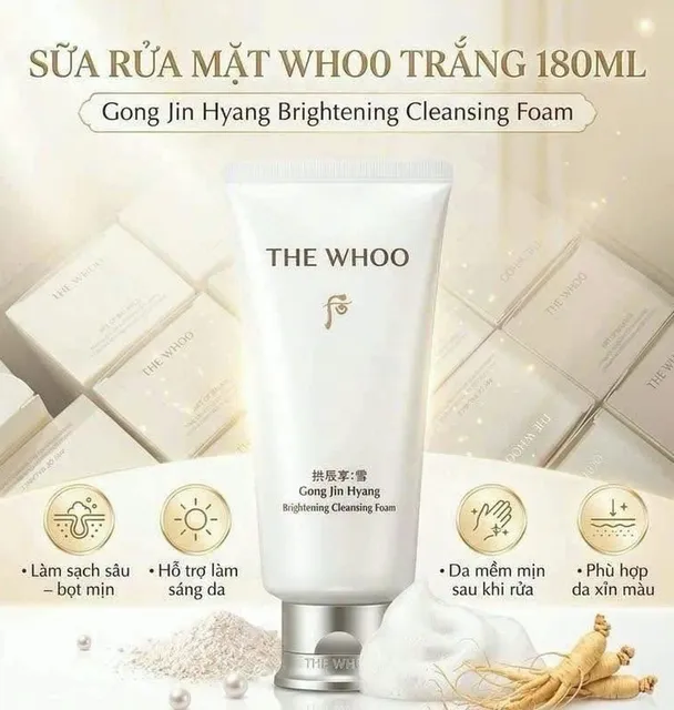 Set Sữa rửa mặt WHOO TRẮNG làm sáng da cao cấp