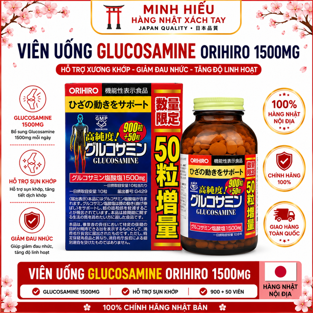 Vi&ecirc;n Uống Glucosamine Orihiro 1500mg Nhật Bản