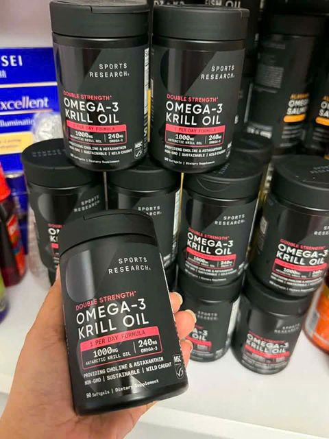 Dầu c&aacute; Omega-3 Krill Double Strength Sports Research 1000mg 90v