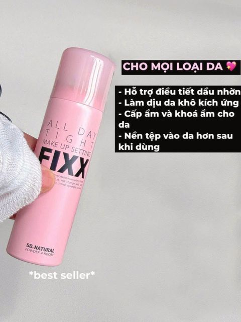 Xịt khóa nền SO Natural fixx 75ml màu hồng nhạt