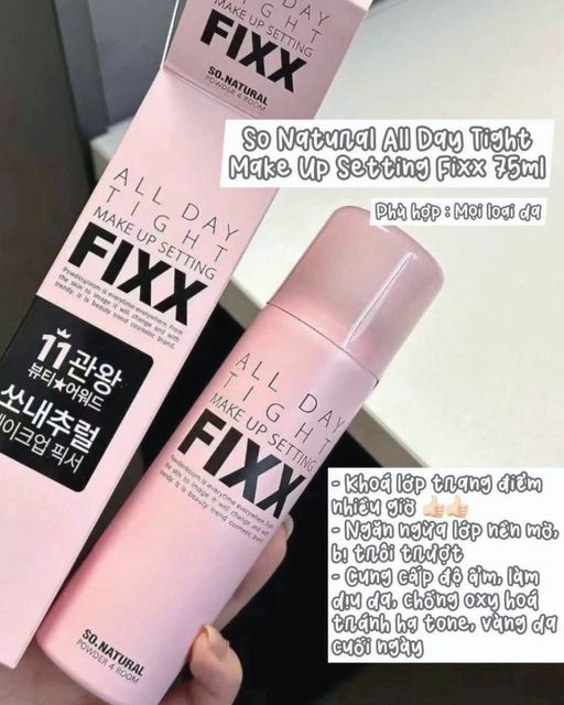 Xịt khóa nền SO Natural fixx 75ml màu hồng nhạt