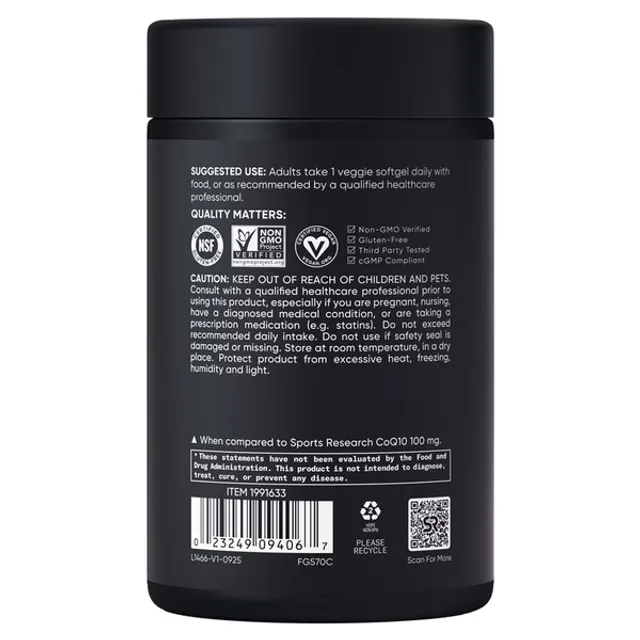 Hộp Vi&ecirc;n Uống Hỗ Trợ Tim Mạch Sports Research CoQ10 200 mg