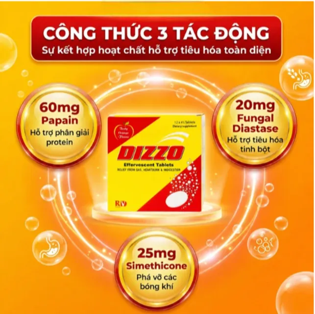 Vi&ecirc;n sủi Dizzo hỗ trợ ti&ecirc;u h&oacute;a