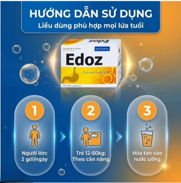 Sản phẩm Bột sủi bọt Edoz DHG hỗ trợ ti&ecirc;u h&oacute;a