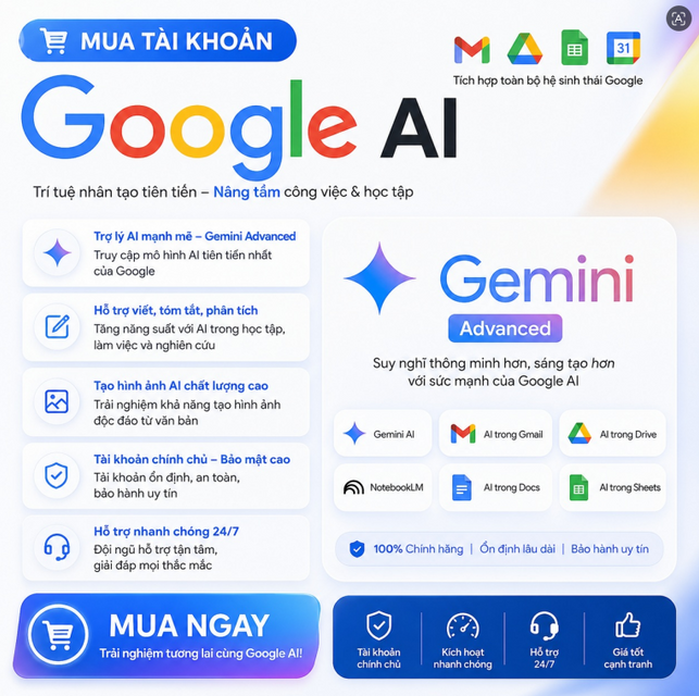 T&agrave;i Khoản Google AI Pro 4