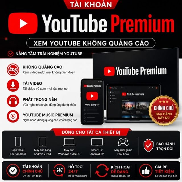 YouTube Premium Ch&iacute;nh Chủ