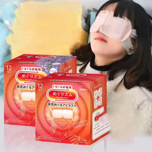 Hộp 12 miếng mặt nạ x&ocirc;ng hơi thư gi&atilde;n mắt Kao MegRhythm Nhật Bản